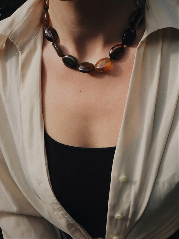 Ellipses - Marbled Agate Necklace