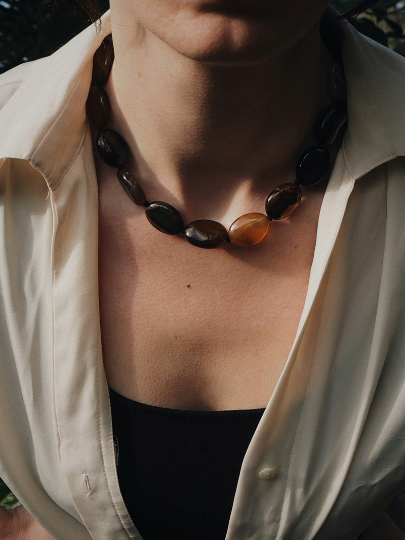 Ellipses - Marbled Agate Necklace