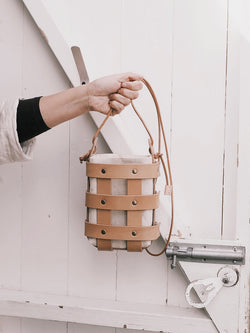 Leather Basket Bag in Natural