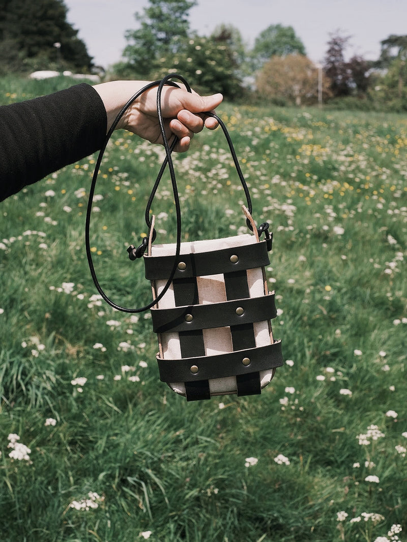 Leather Basket Bag in Black