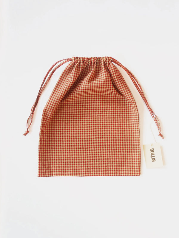 Red & Citrus Check Drawstring Bag