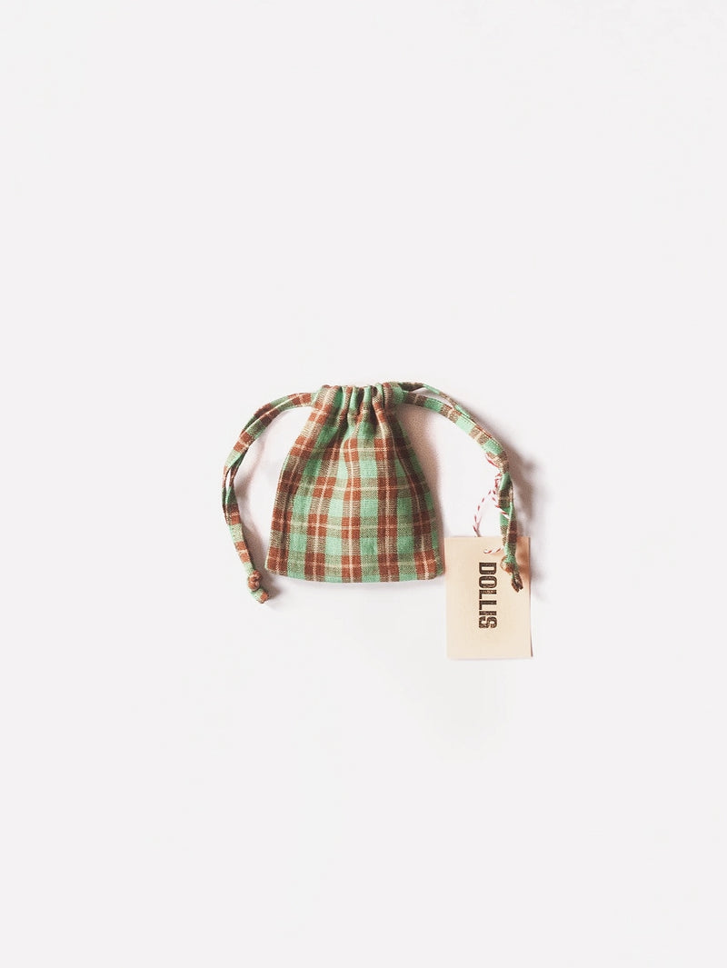 Green Check Drawstring Bag