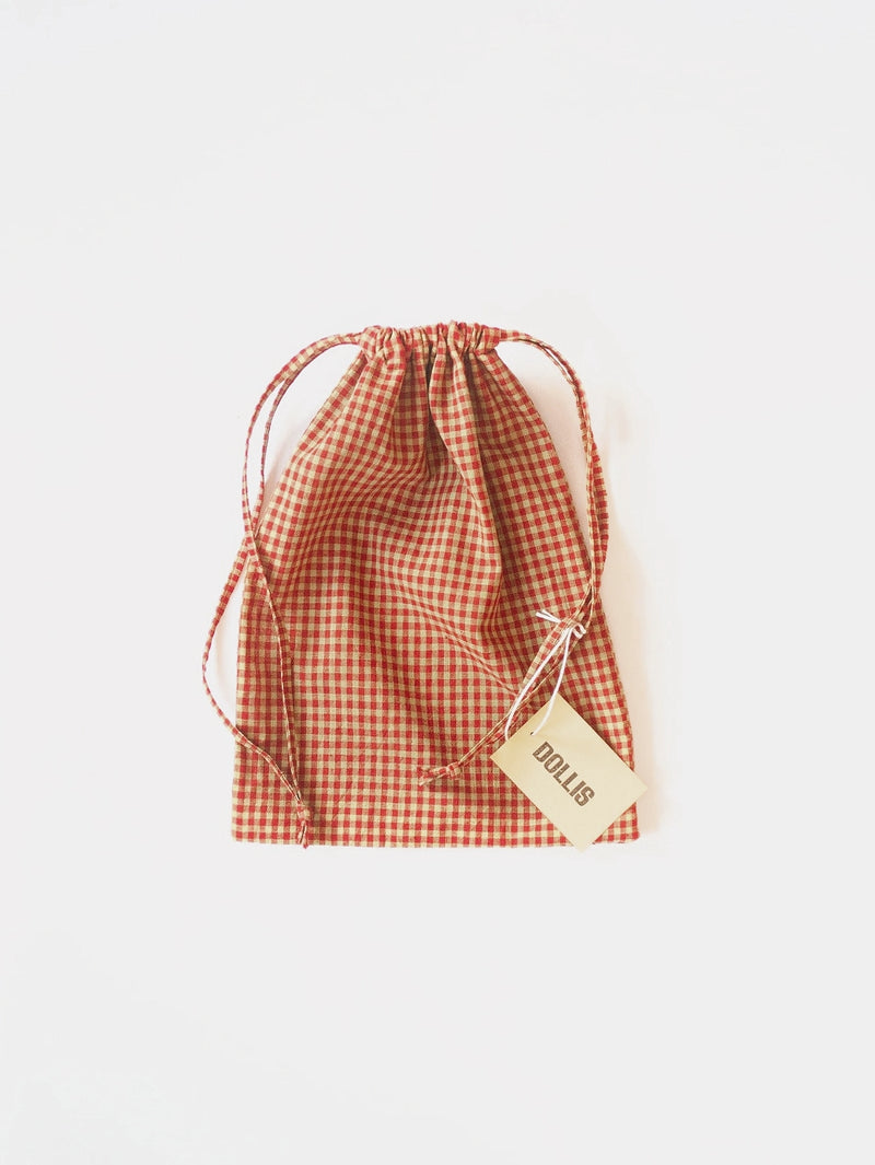 Red & Citrus Check Drawstring Bag