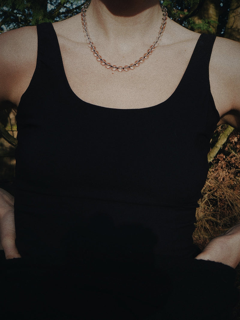 Umbra - Clear Quartz + Black Silk Necklace