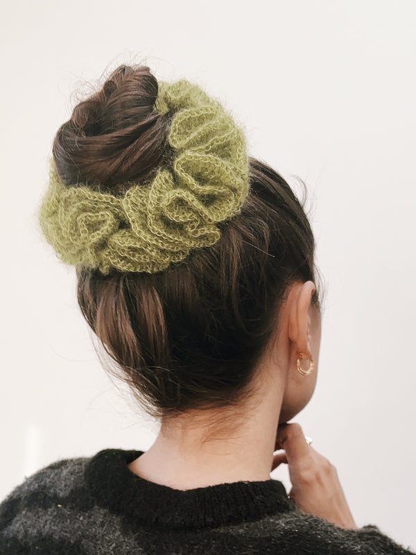 Mohair Olive Lace Scrunchie