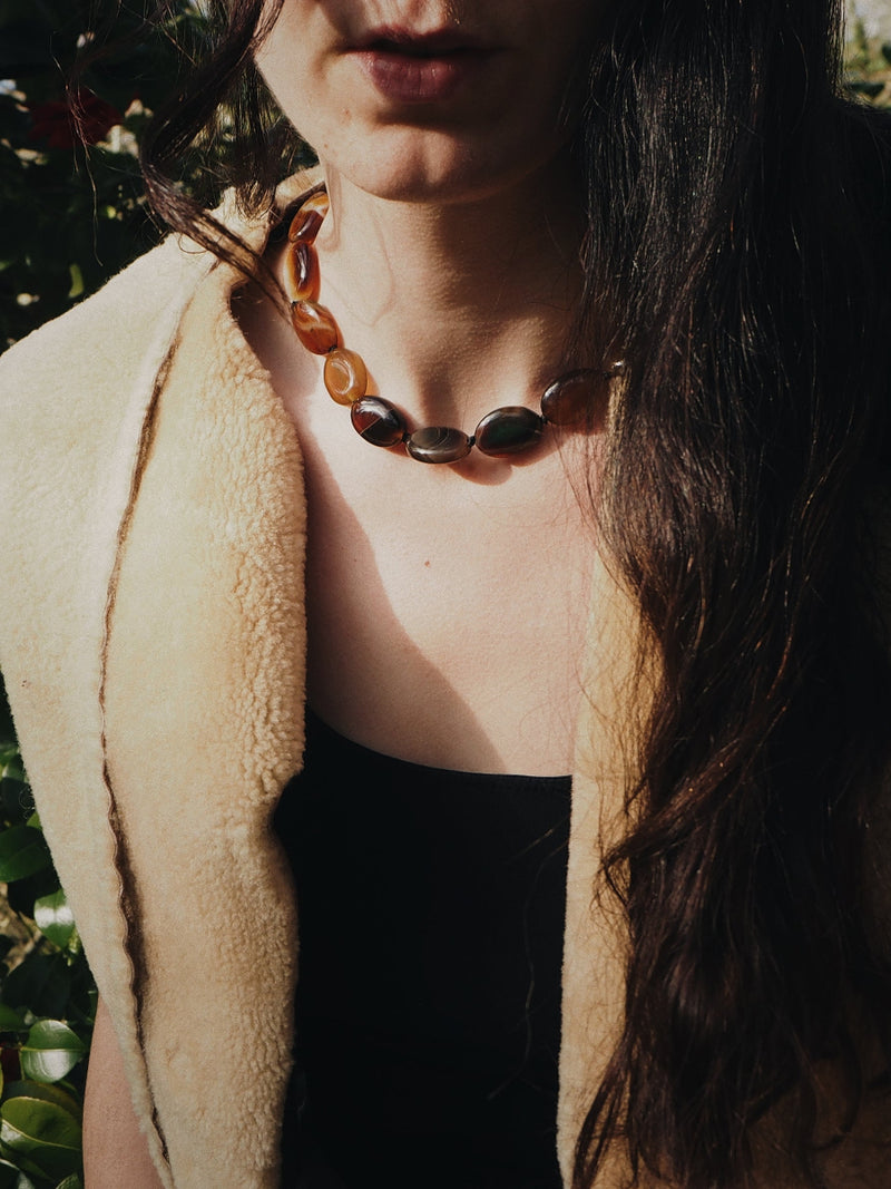 Ellipses - Marbled Agate Necklace