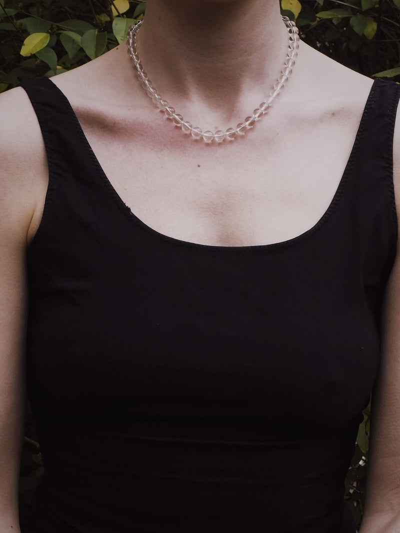 Penumbra - Clear Quartz + White Silk Necklace