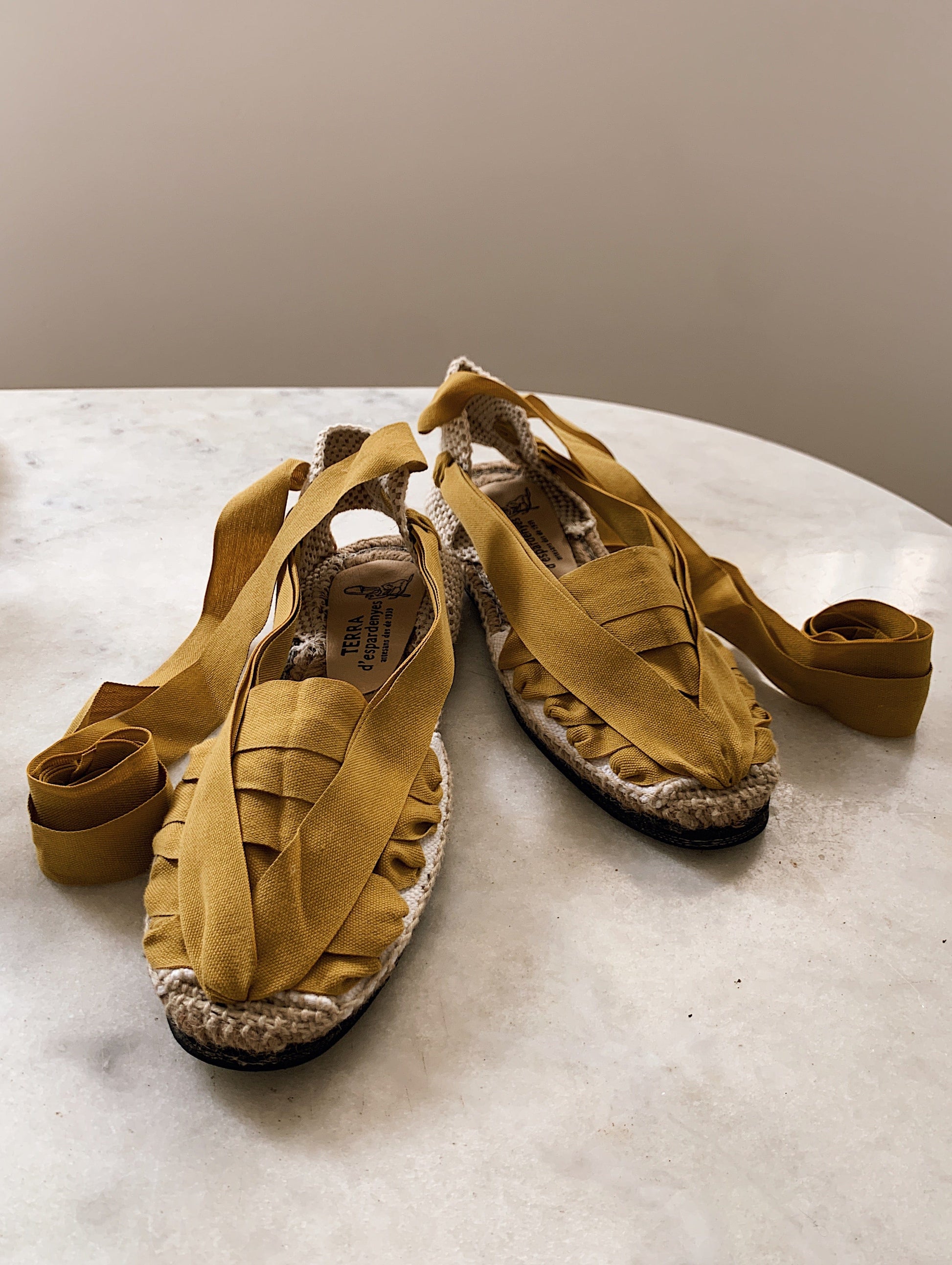 C -ET- C Shoes Pinxo Mustard Ribbon Tie Espadrilles