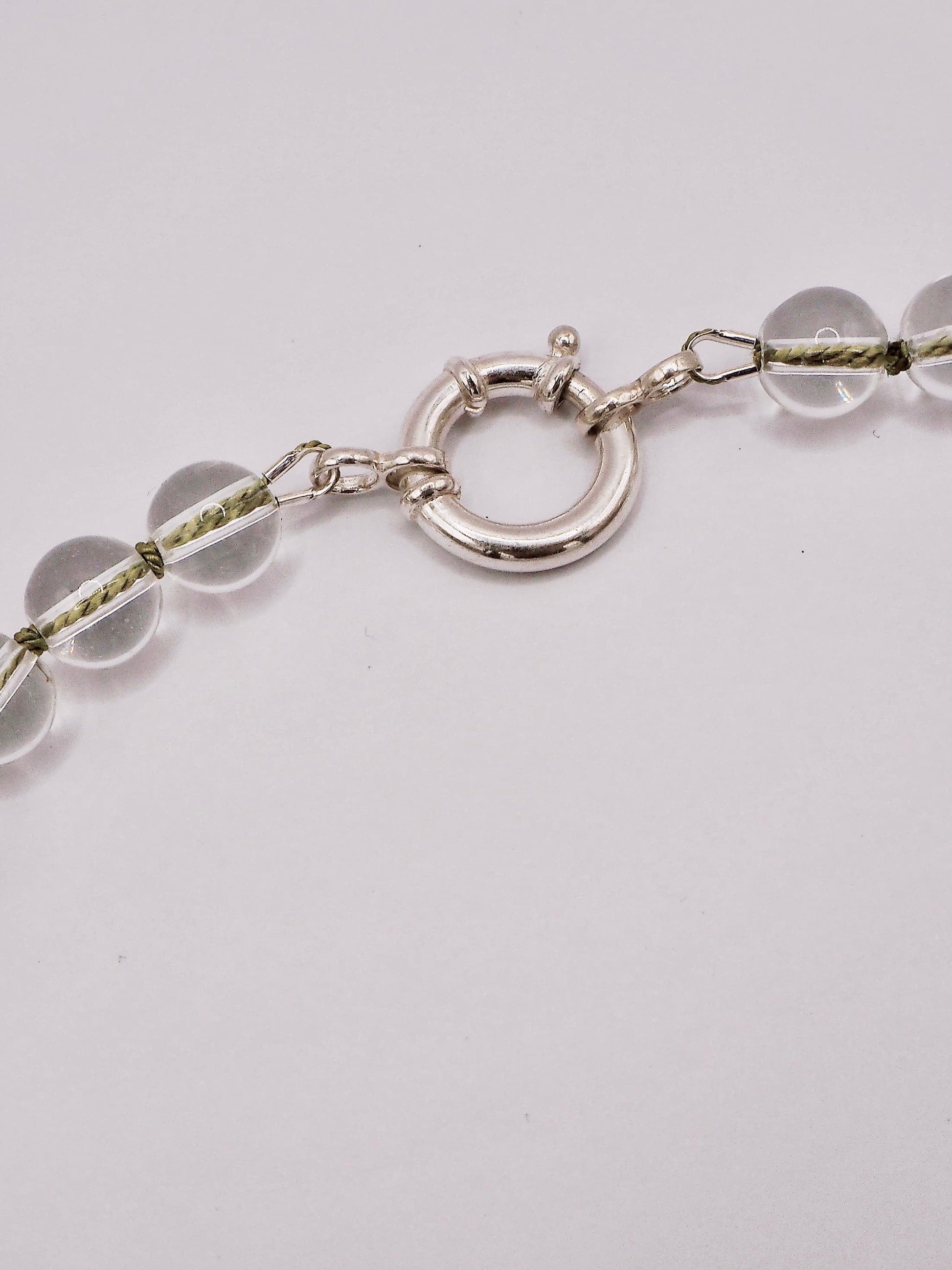 COUPER -ET- COUDRE Necklace Lunara - Clear Quartz + Green Silk Necklace