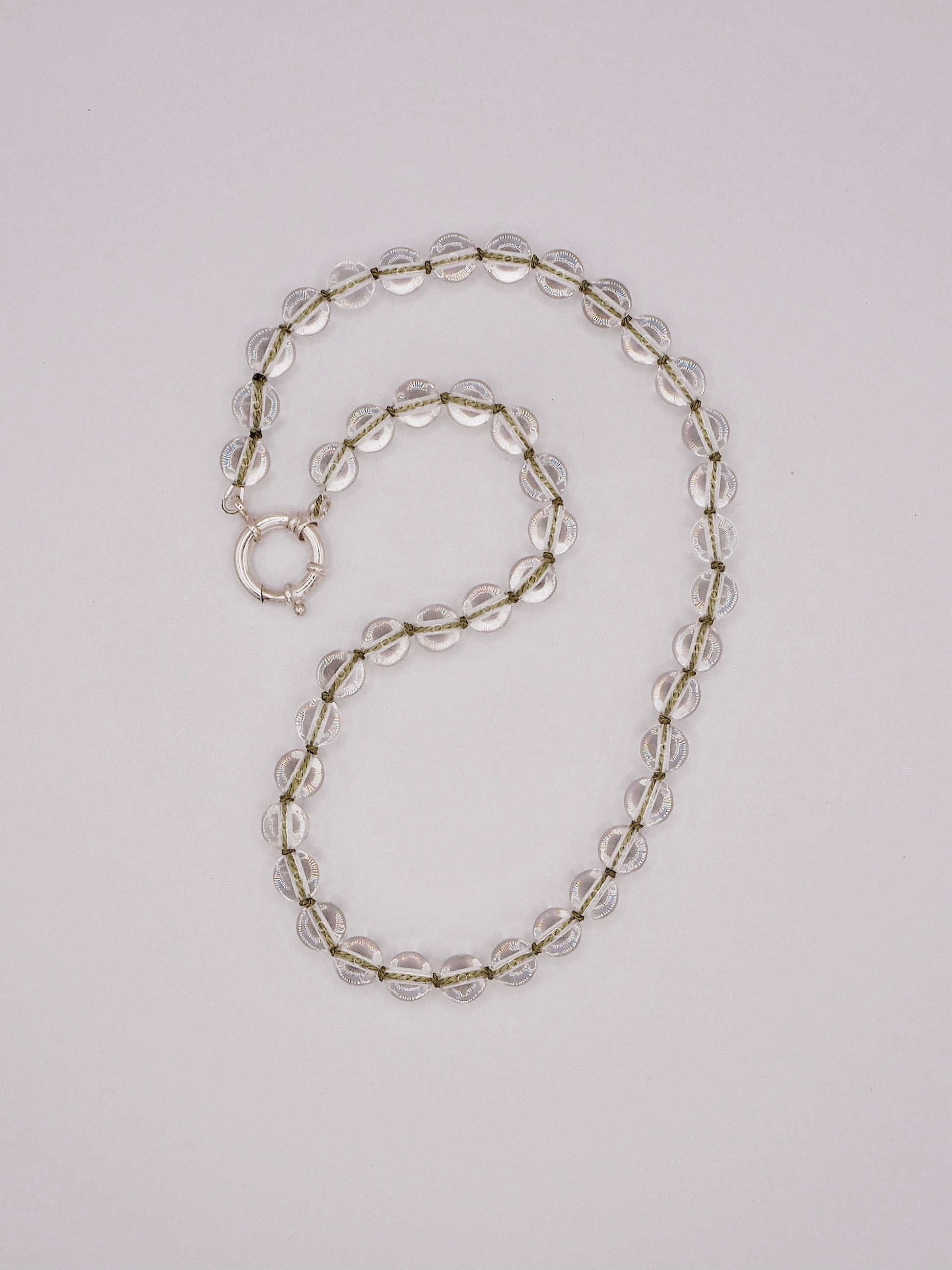 COUPER -ET- COUDRE Necklace Lunara - Clear Quartz + Green Silk Necklace