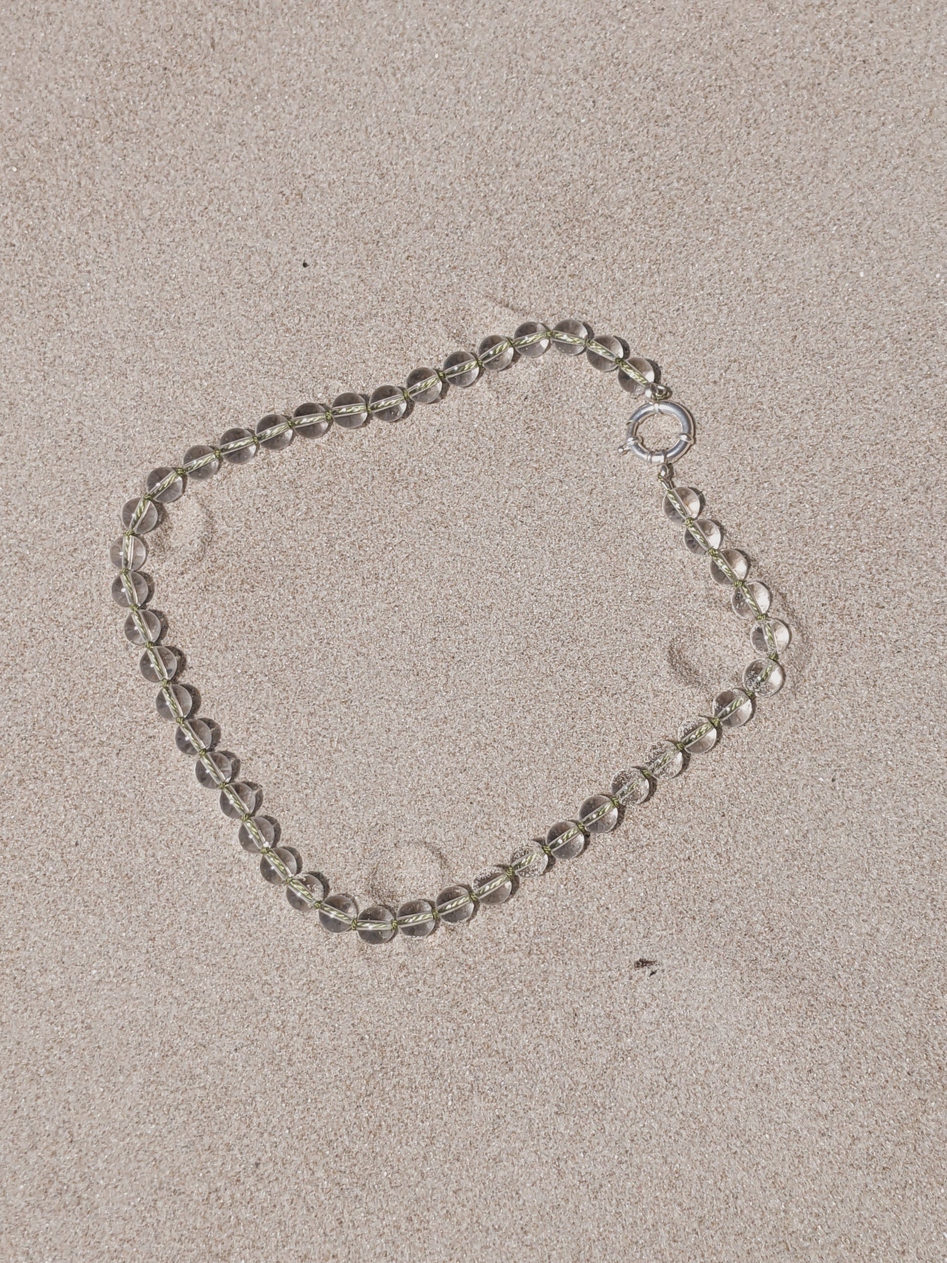 COUPER -ET- COUDRE Necklace Lunara - Clear Quartz + Green Silk Necklace