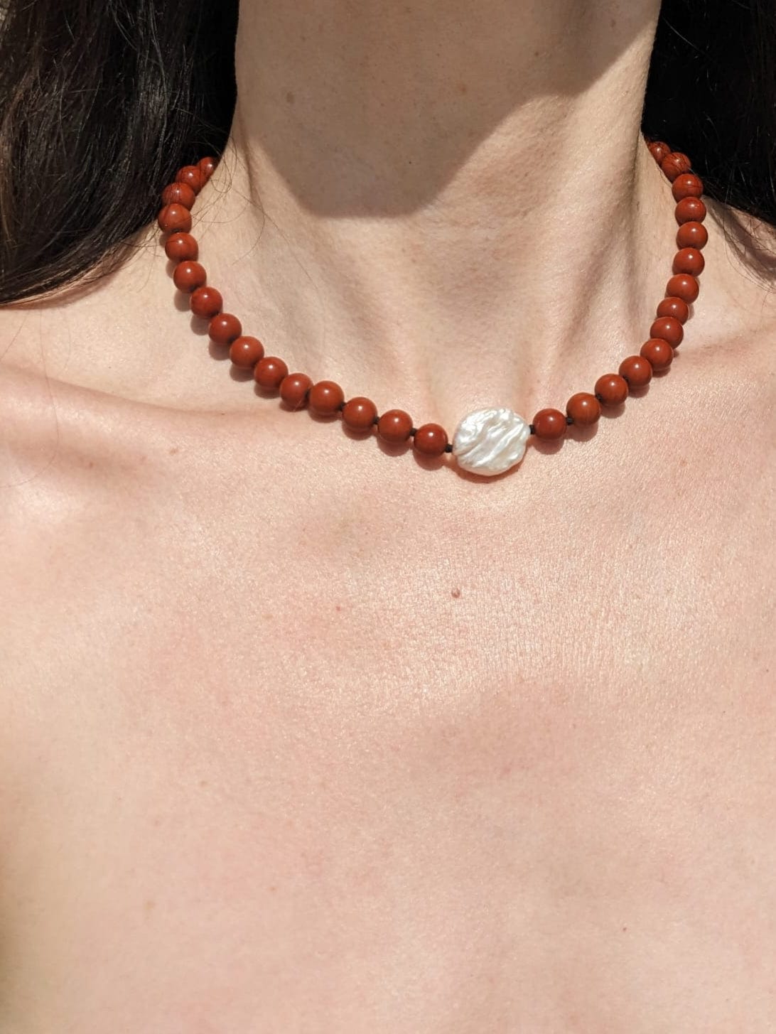 COUPER -ET- COUDRE Necklace Riveria - Jasper + Baroque Pearl Heirloom Necklace