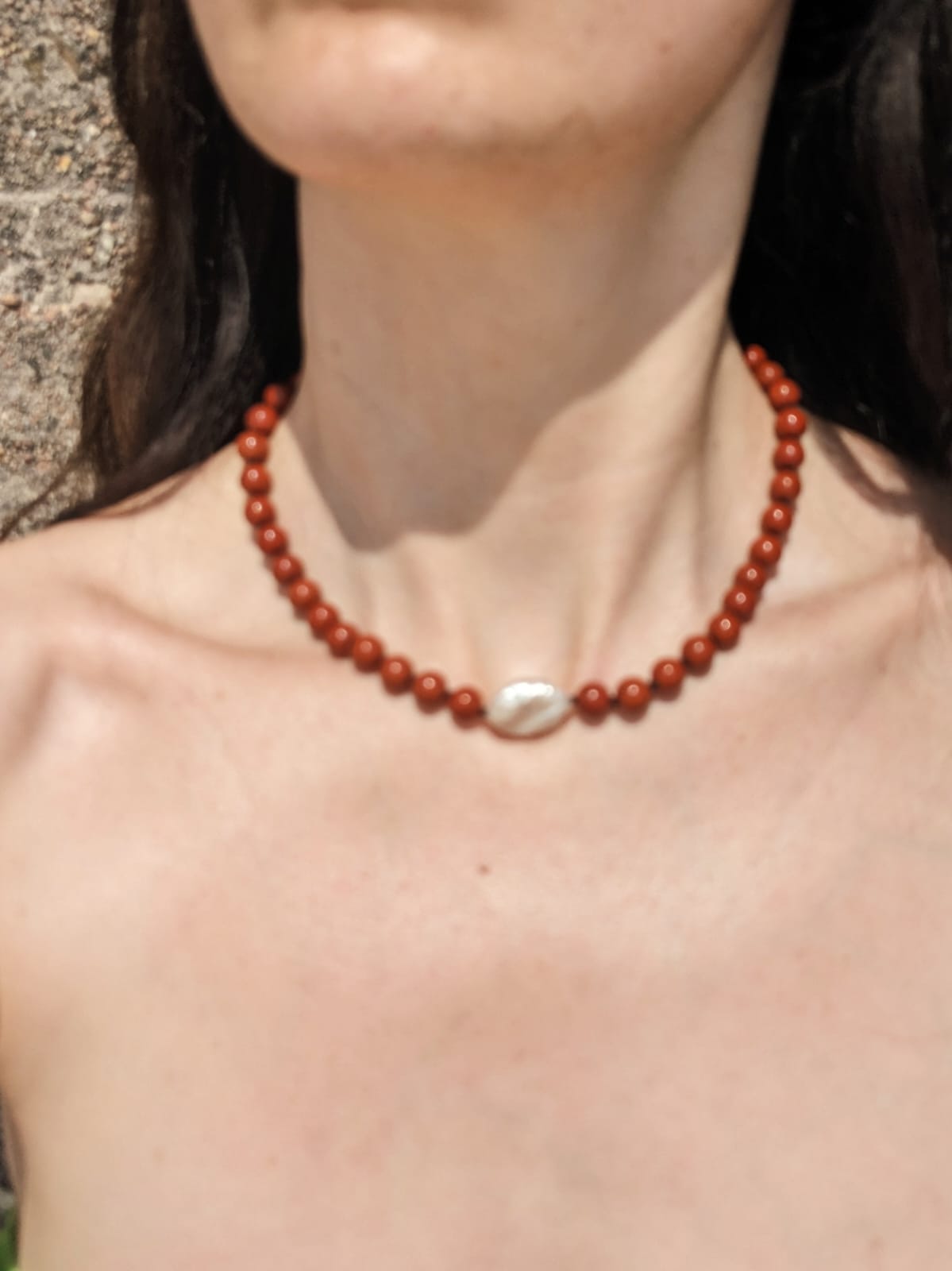 COUPER -ET- COUDRE Necklace Riveria - Jasper + Baroque Pearl Heirloom Necklace