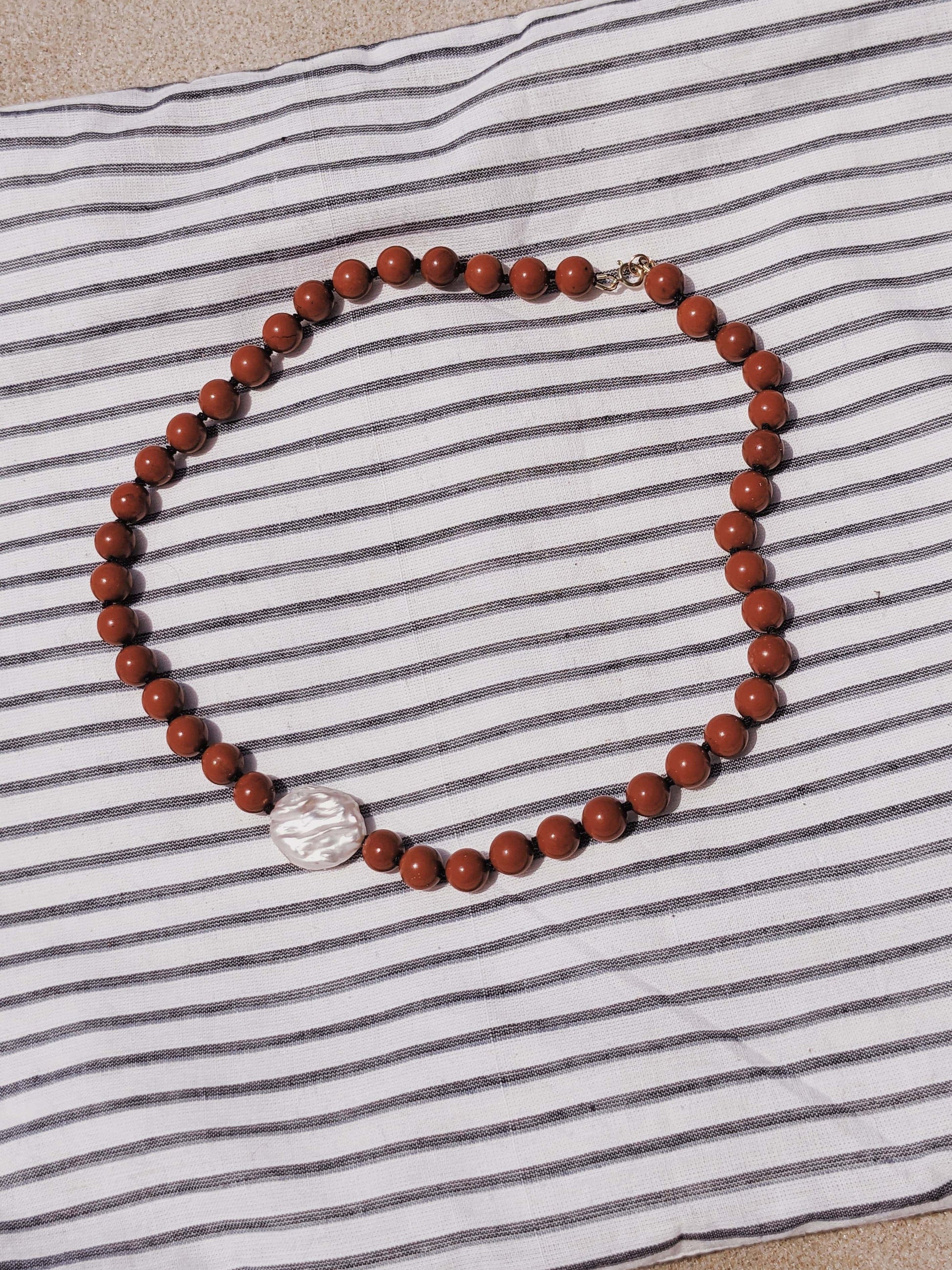 COUPER -ET- COUDRE Necklace Riveria - Jasper + Baroque Pearl Heirloom Necklace