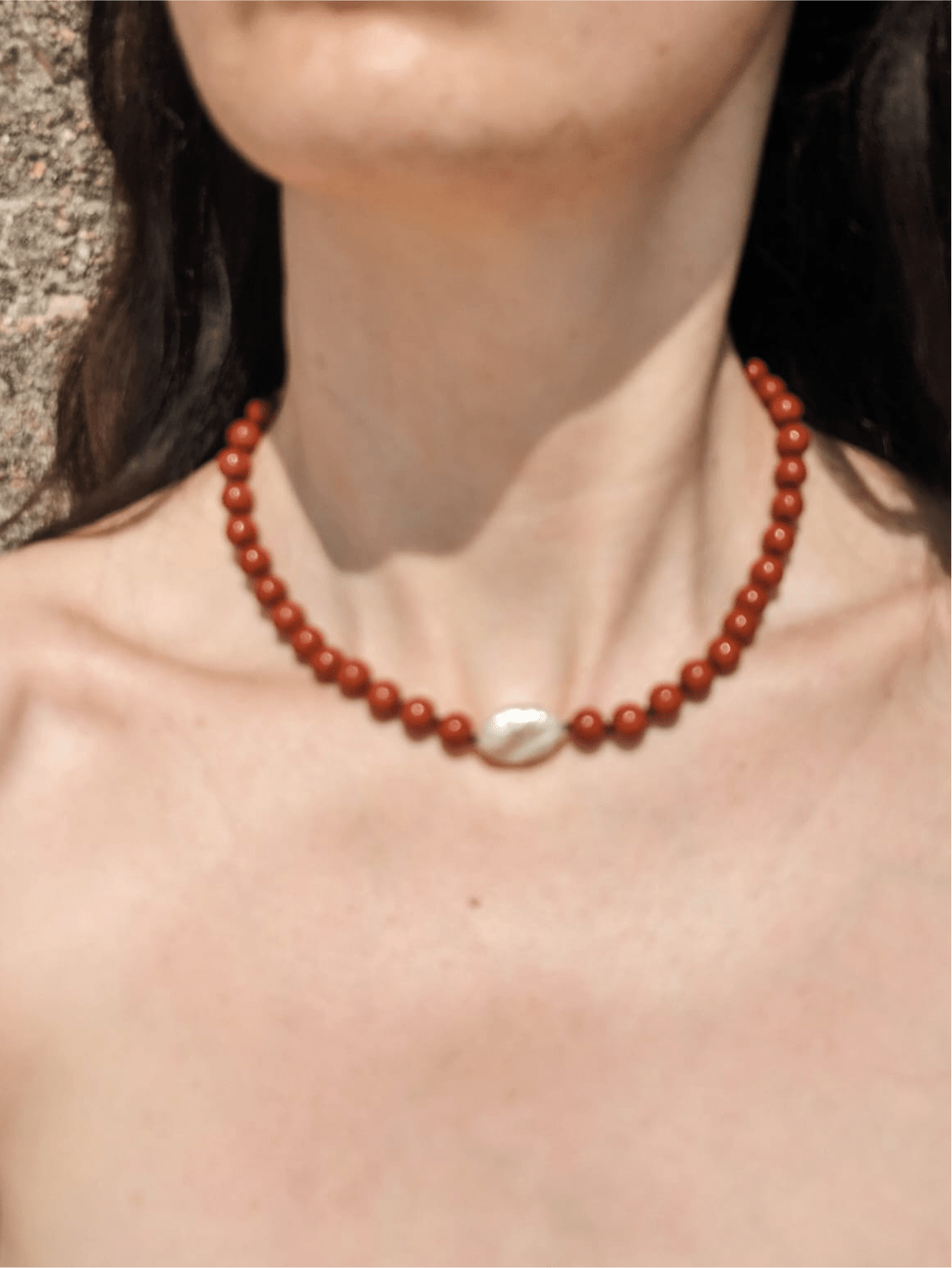 COUPER -ET- COUDRE Necklace Riviera - Jasper + Baroque Pearl Heirloom Necklace
