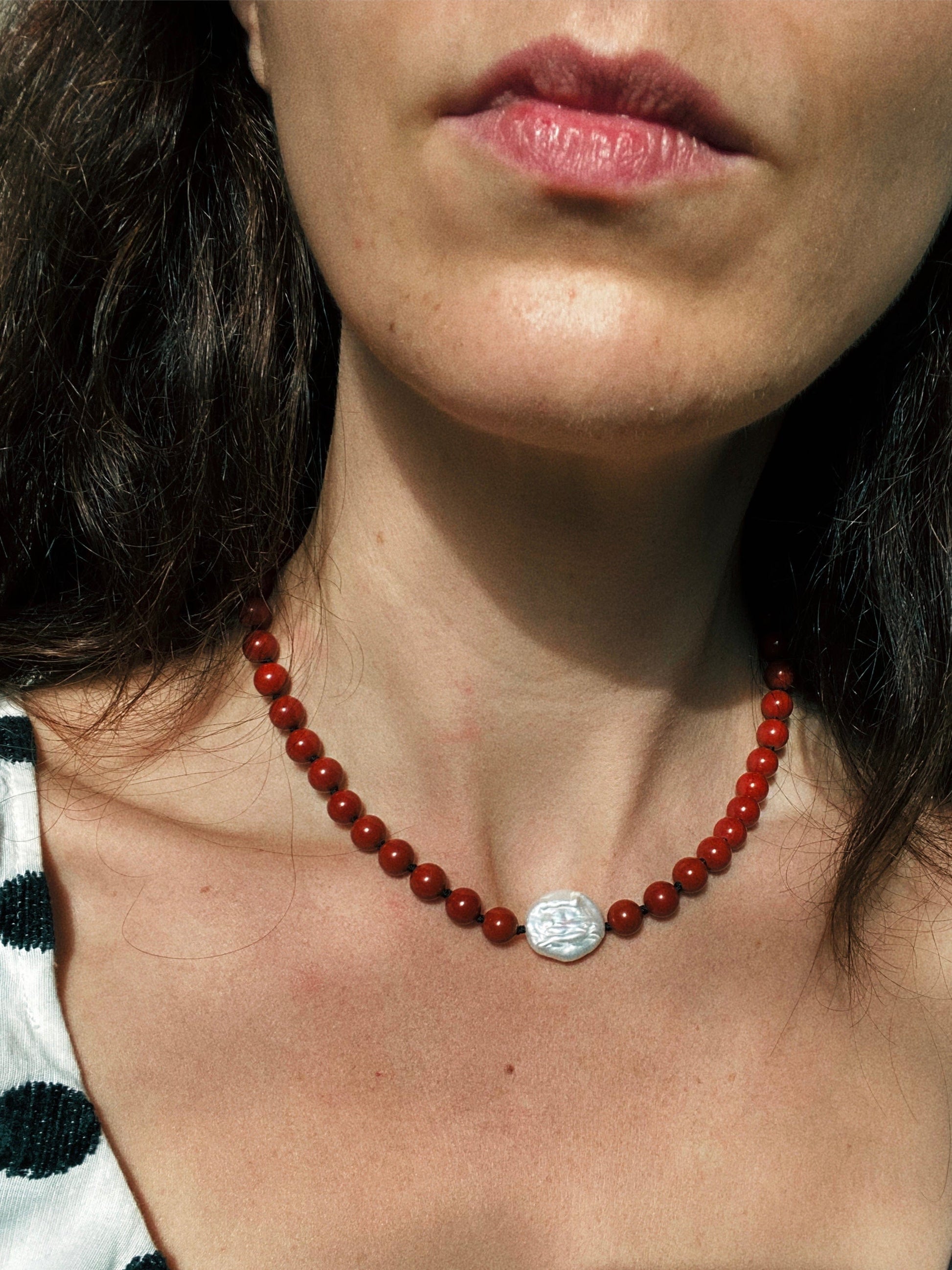 COUPER -ET- COUDRE Necklace Riviera - Jasper + Baroque Pearl Heirloom Necklace