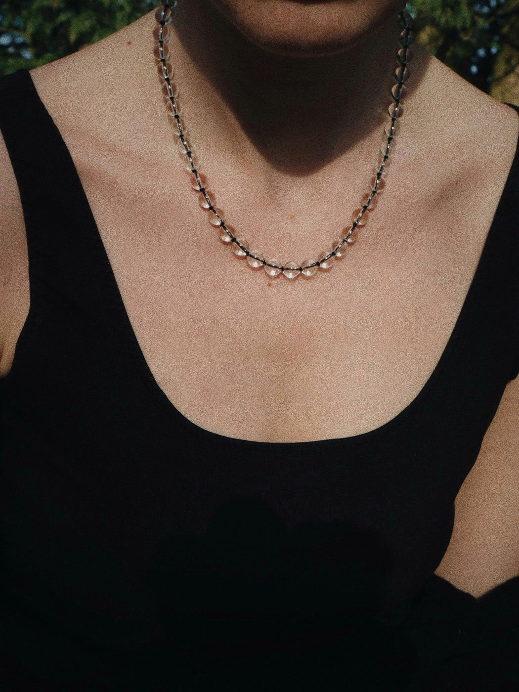 COUPER -ET- COUDRE Necklace Umbra - Clear Quartz + Black Silk Necklace