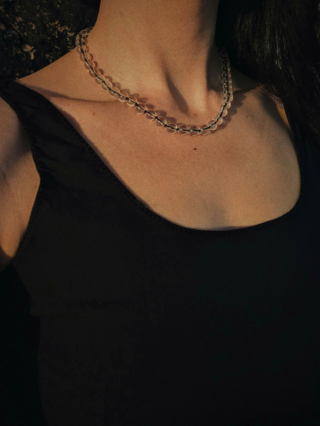 COUPER -ET- COUDRE Necklace Umbra - Clear Quartz + Black Silk Necklace