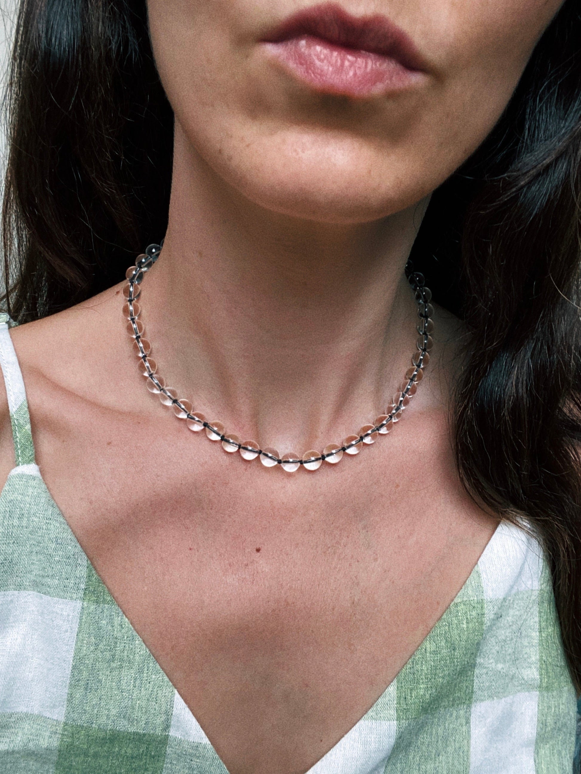 COUPER -ET- COUDRE Necklace Umbra - Clear Quartz + Black Silk Necklace