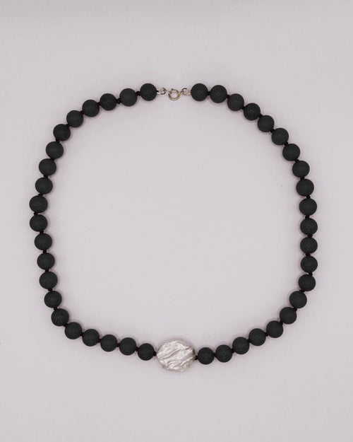 COUPER -ET- COUDRE Necklace Vortex - Agate + Baroque Pearl Heirloom Necklace