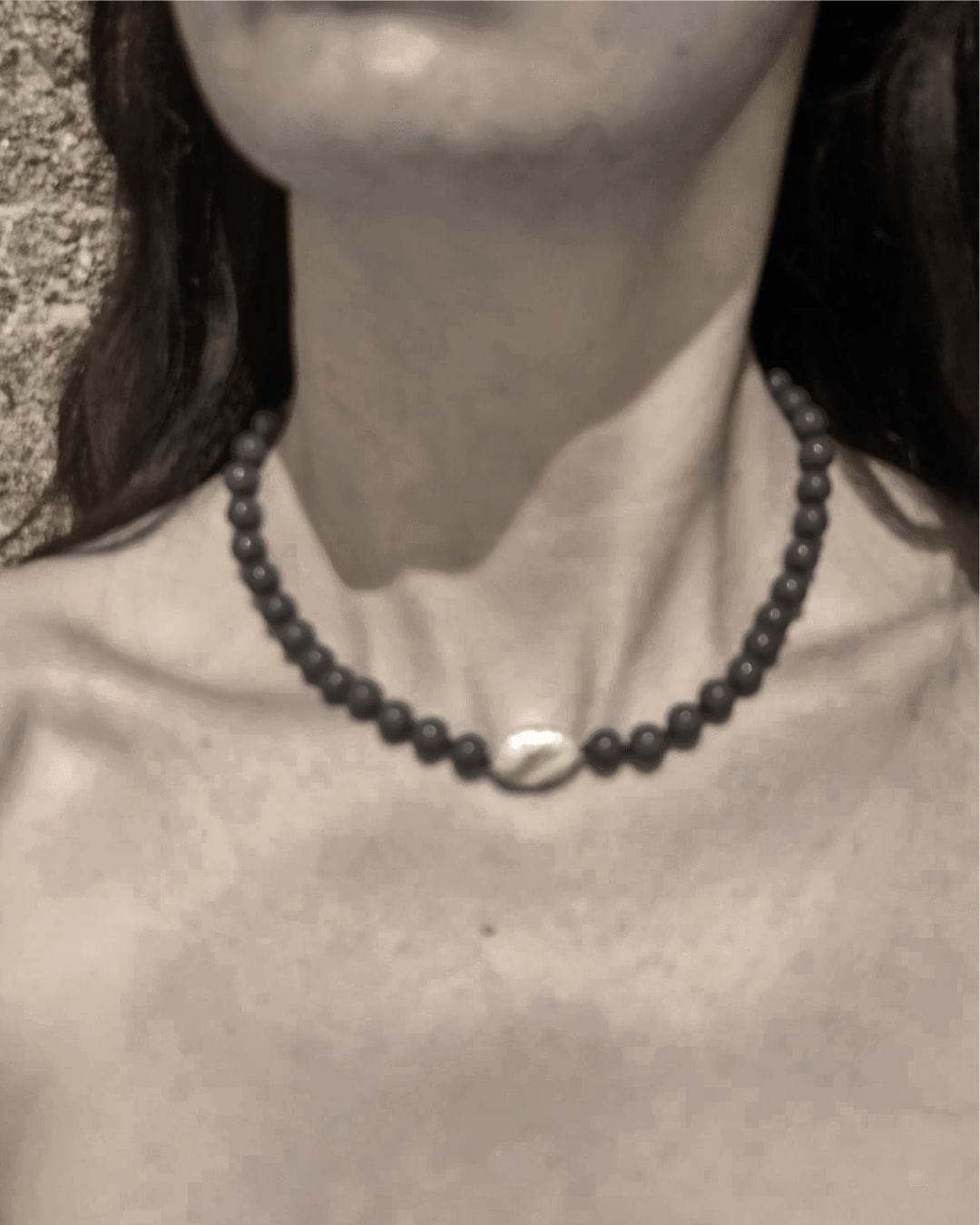 COUPER -ET- COUDRE Necklace Vortex - Agate + Baroque Pearl Heirloom Necklace