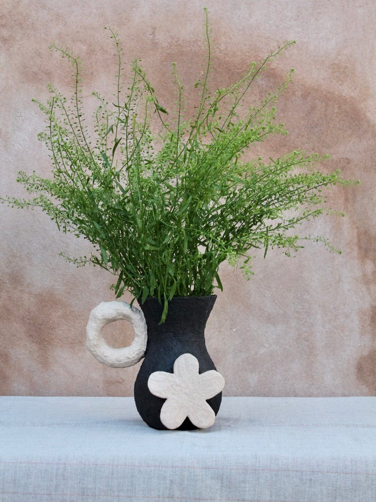 july studio vase Black & Beige Floral Vase