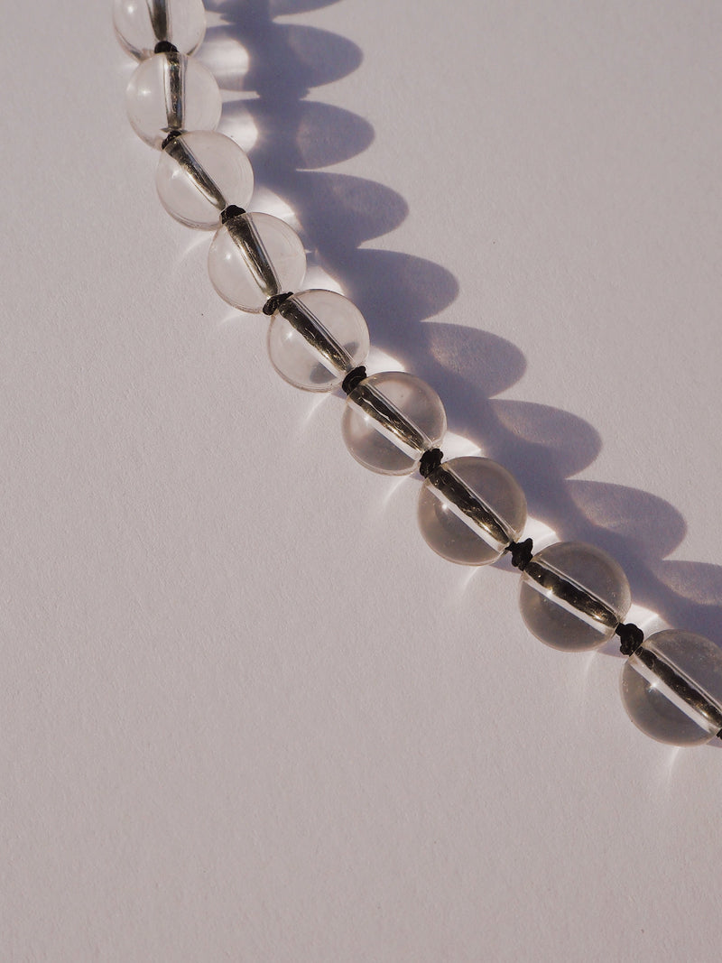 Umbra - Clear Quartz + Black Silk Necklace